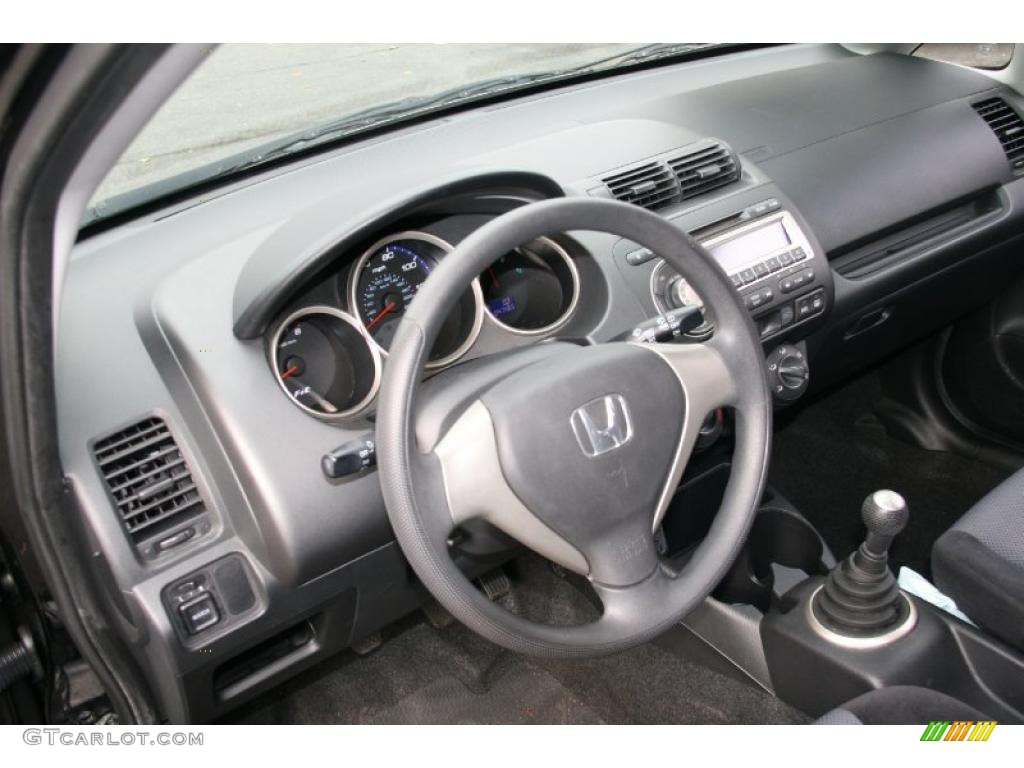 2007 Honda Fit Standard Fit Model Black Steering Wheel Photo #39055120