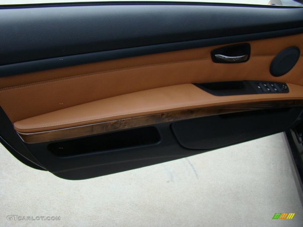 2008 BMW 3 Series 328i Convertible Saddle Brown/Black Door Panel Photo #39058284