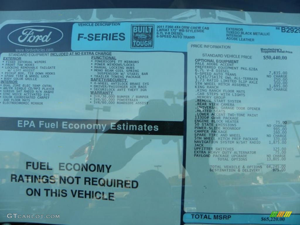 2011 Ford F350 Super Duty Lariat Crew Cab 4x4 Dually Window Sticker Photo #39062003