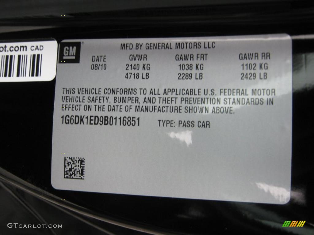 2011 Cadillac CTS Coupe Info Tag Photo #39062551