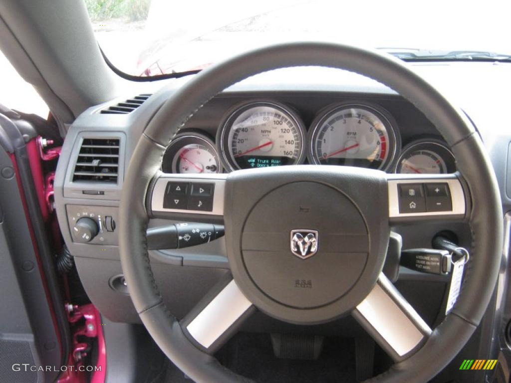 2010 Dodge Challenger R/T Classic Furious Fuchsia Edition Dark Slate Gray Steering Wheel Photo #39064107