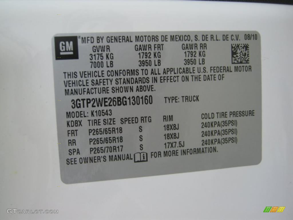 2011 GMC Sierra 1500 SLT All Terrain Crew Cab 4x4 Info Tag Photos
