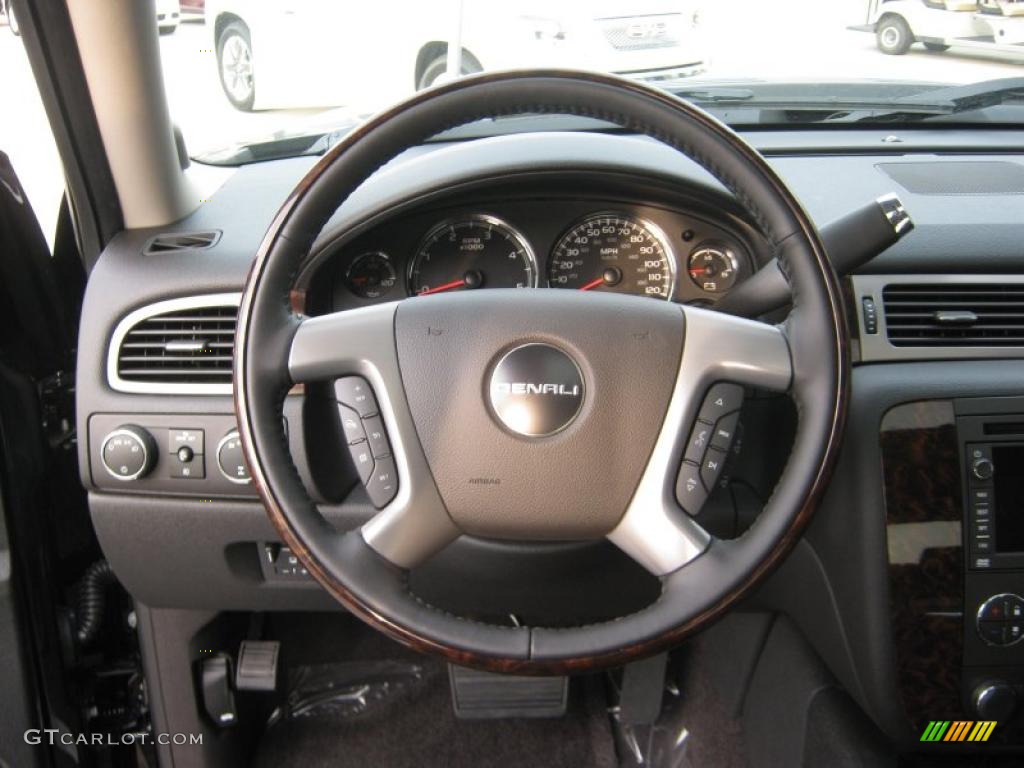 2011 GMC Sierra 2500HD Denali Crew Cab 4x4 Ebony Steering Wheel Photo #39065219