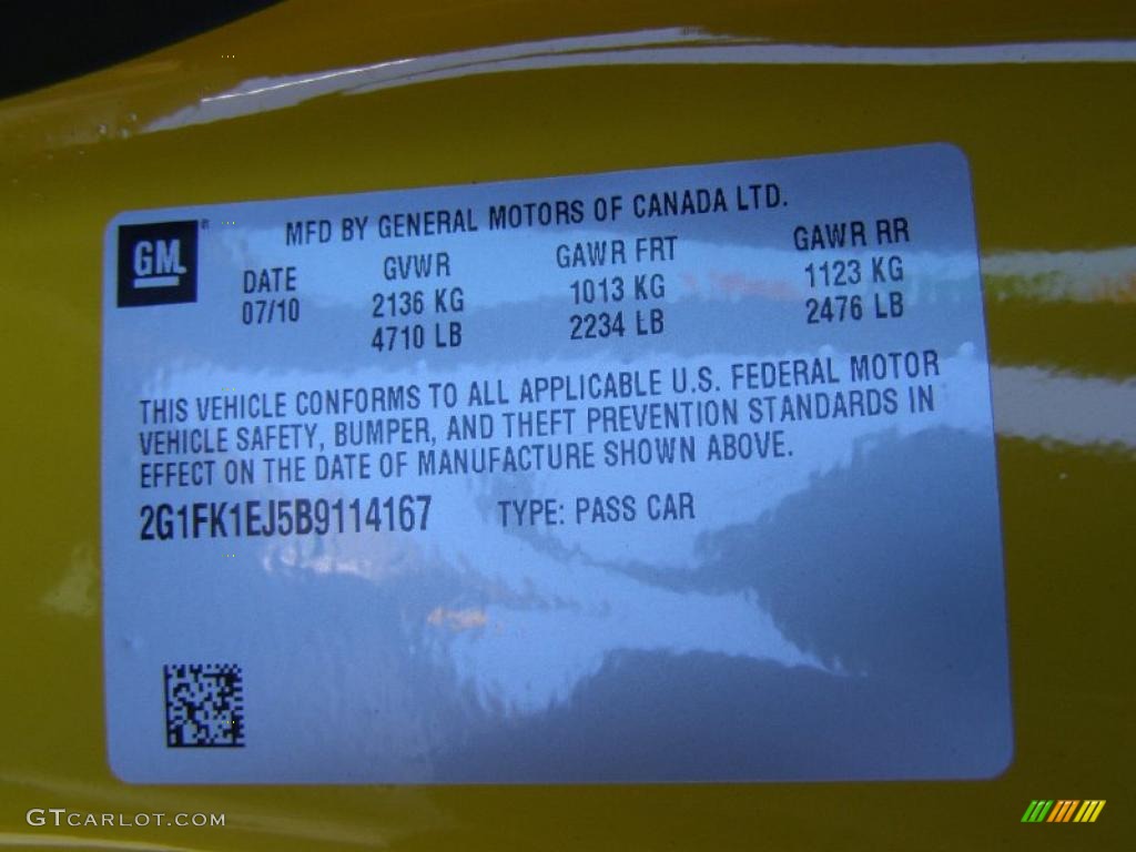 2011 Chevrolet Camaro SS/RS Coupe Info Tag Photo #39069719