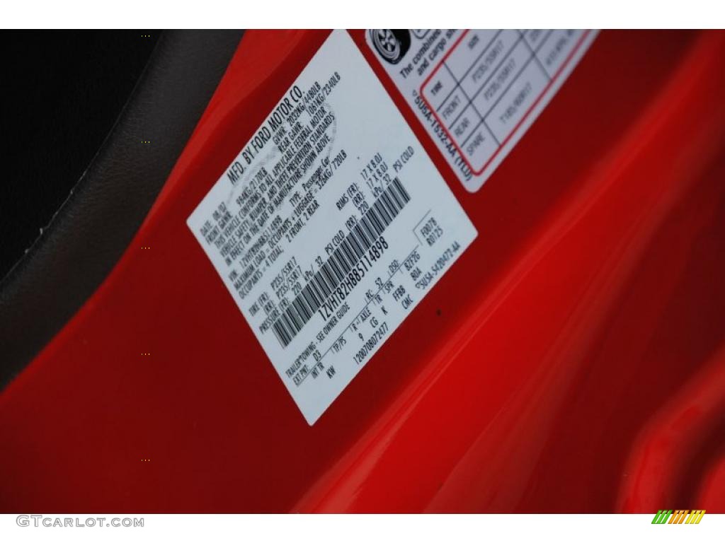 2008 Mustang Color Code D3 for Torch Red Photo #39071139
