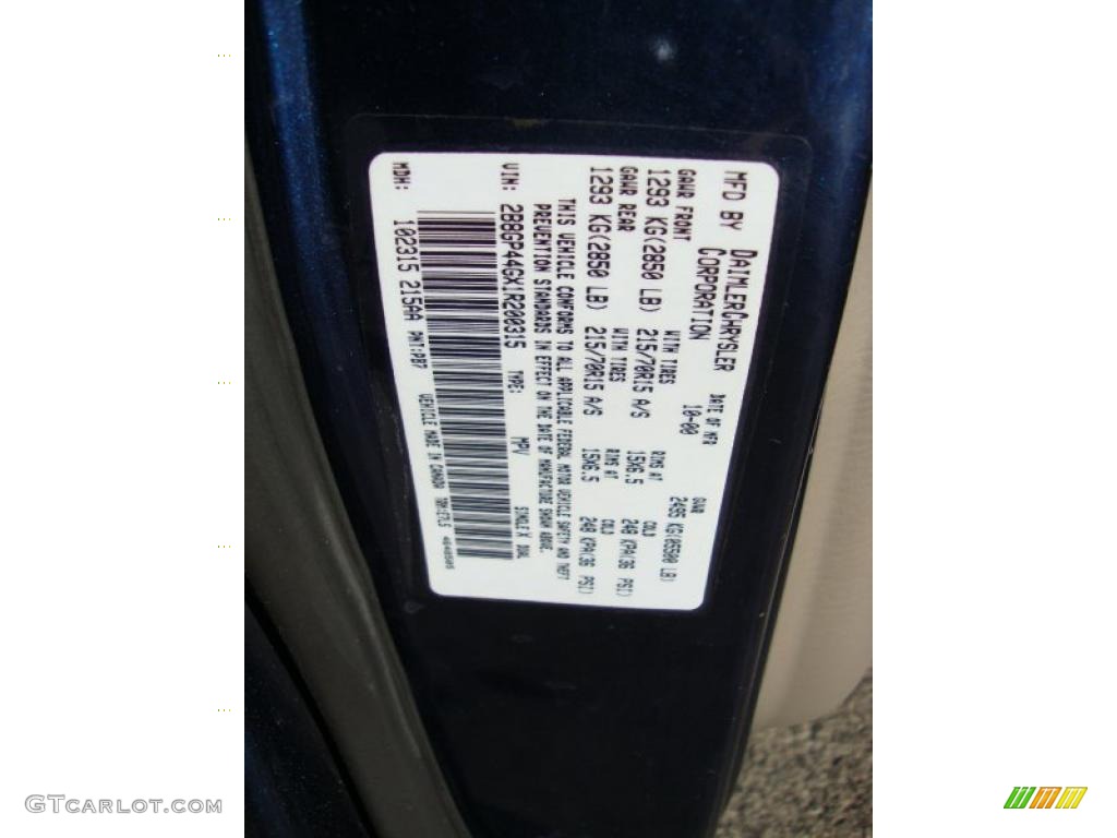 2001 Grand Caravan Sport - Patriot Blue Pearlcoat / Sandstone photo #43