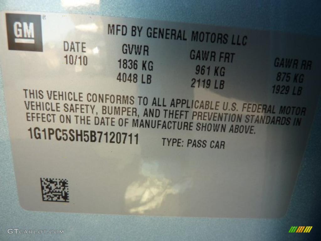 2011 Chevrolet Cruze LS Info Tag Photo #39078779