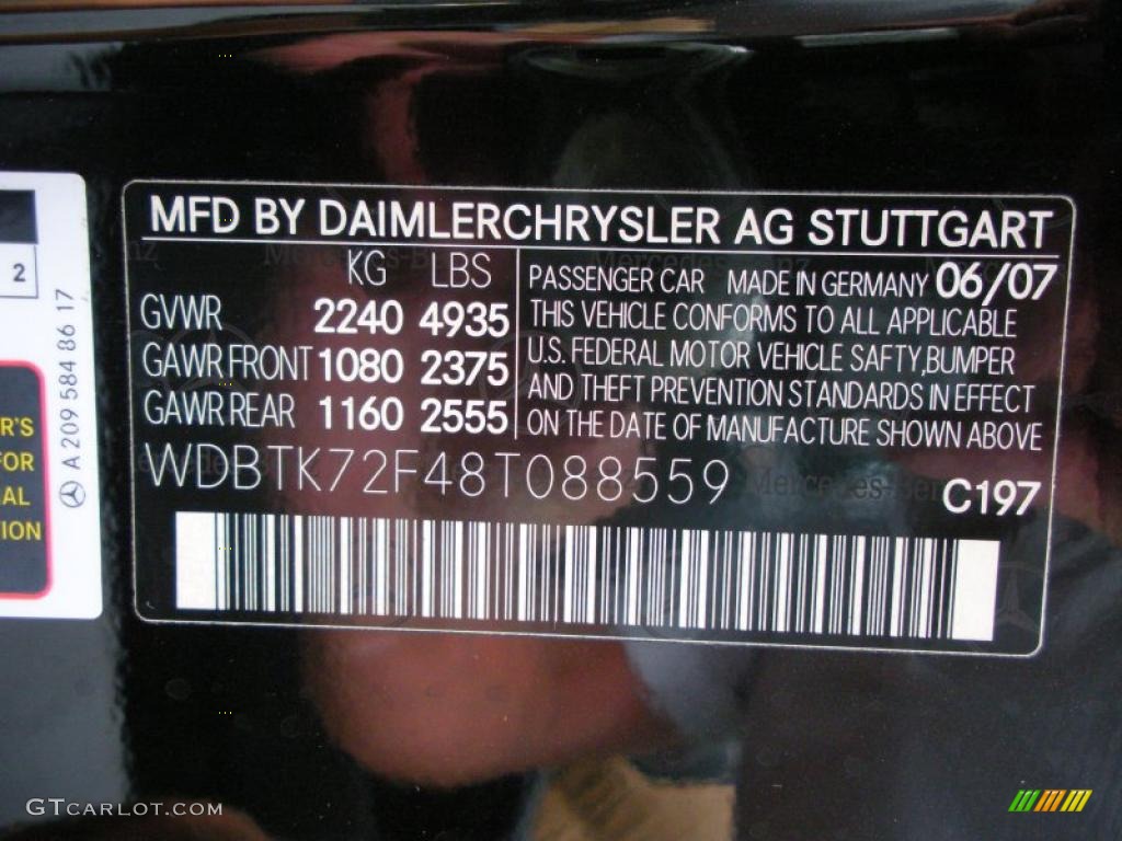 2008 CLK Color Code 197 for Obsidian Black Metallic Photo #39080299