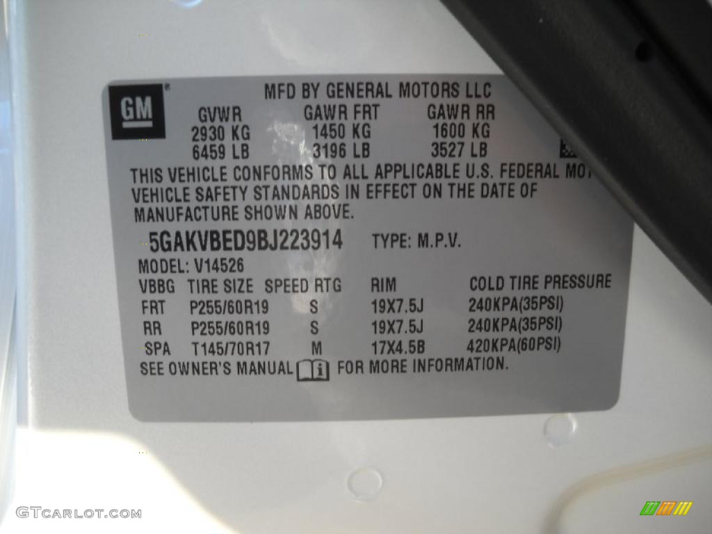 2011 Buick Enclave CXL AWD Info Tag Photo #39086849