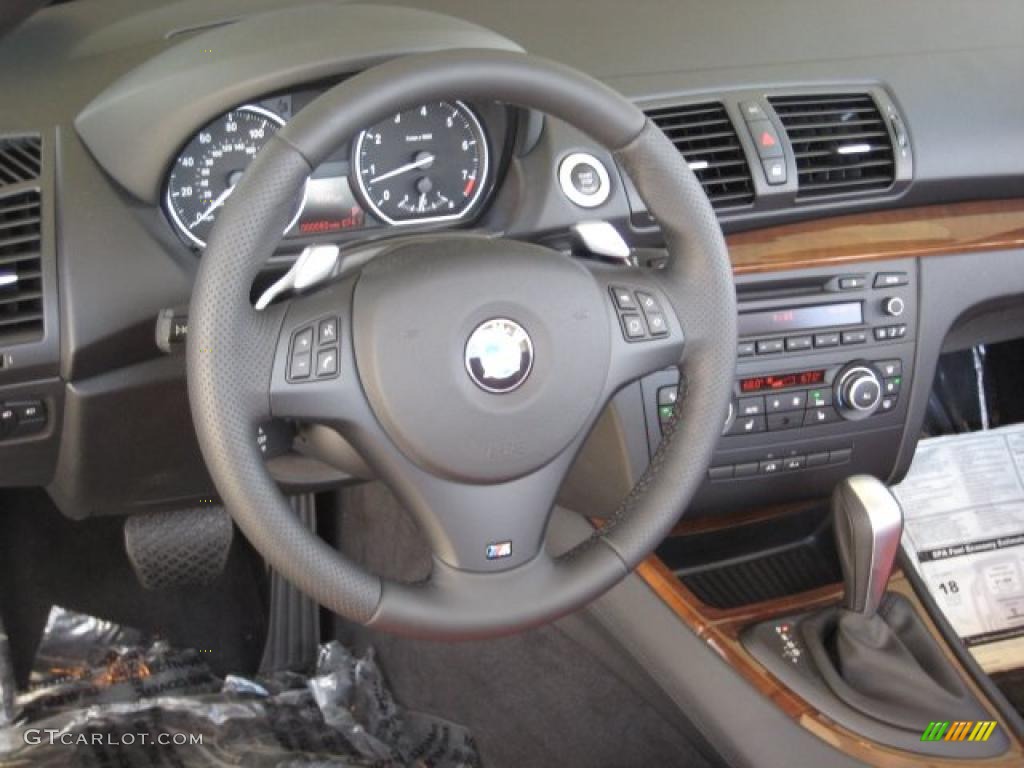 2010 BMW 1 Series 128i Convertible Coral Red Boston Leather Steering Wheel Photo #39088666