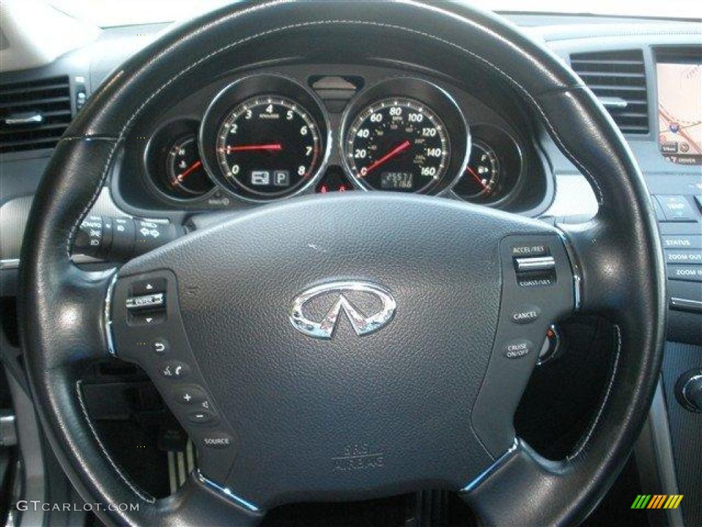 2008 Infiniti M 45 S Sedan Graphite Steering Wheel Photo #39089786