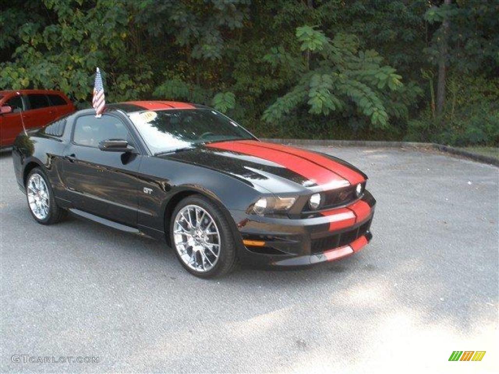 2010 Mustang GT Premium Coupe - Black / Charcoal Black/Red photo #1