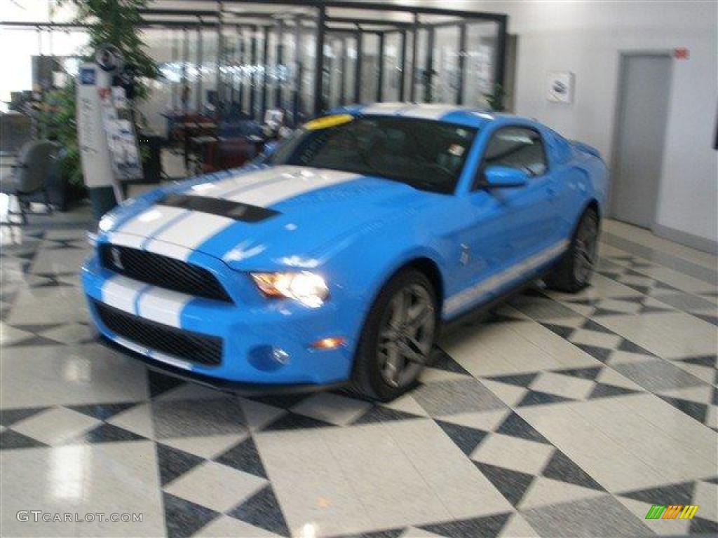 2010 Mustang Shelby GT500 Coupe - Grabber Blue / Charcoal Black/White photo #1