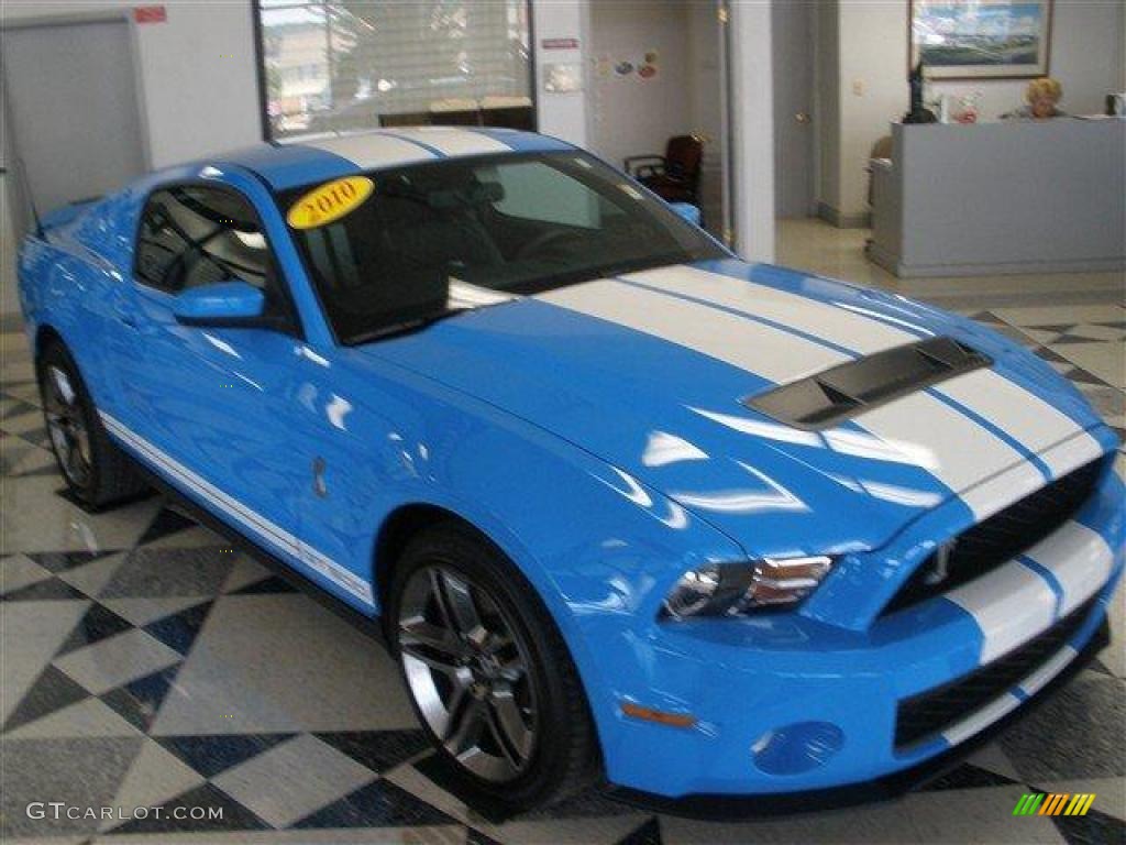 2010 Mustang Shelby GT500 Coupe - Grabber Blue / Charcoal Black/White photo #6