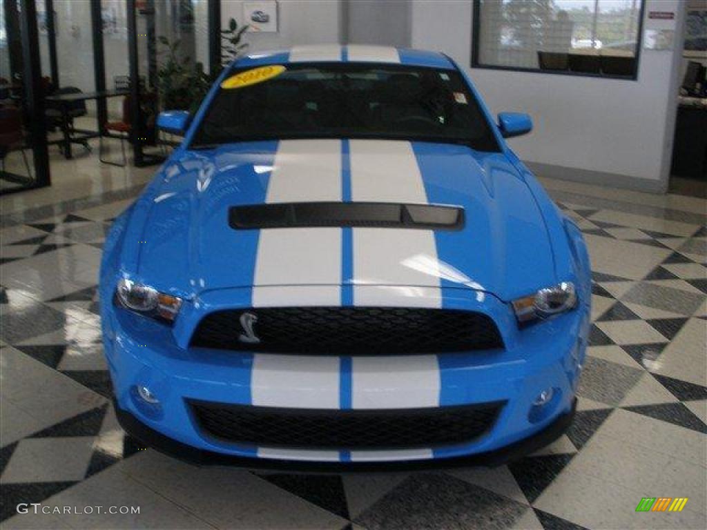 2010 Mustang Shelby GT500 Coupe - Grabber Blue / Charcoal Black/White photo #7