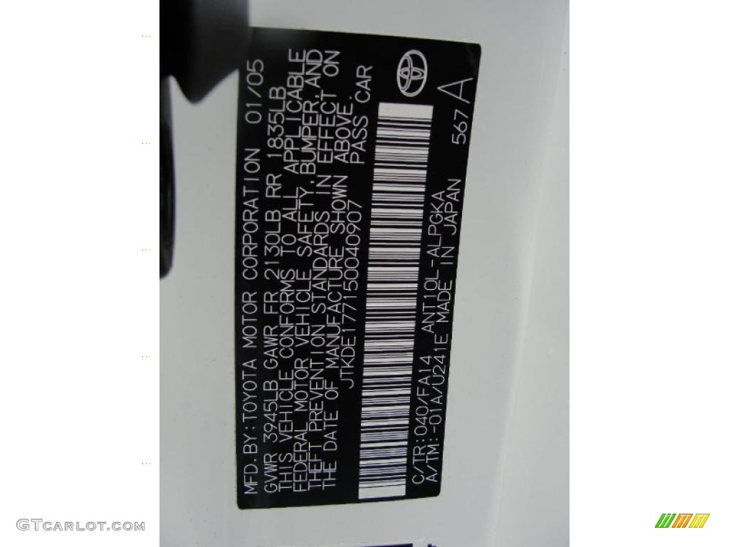 2005 tC Color Code 040 for Super White Photo #39105785