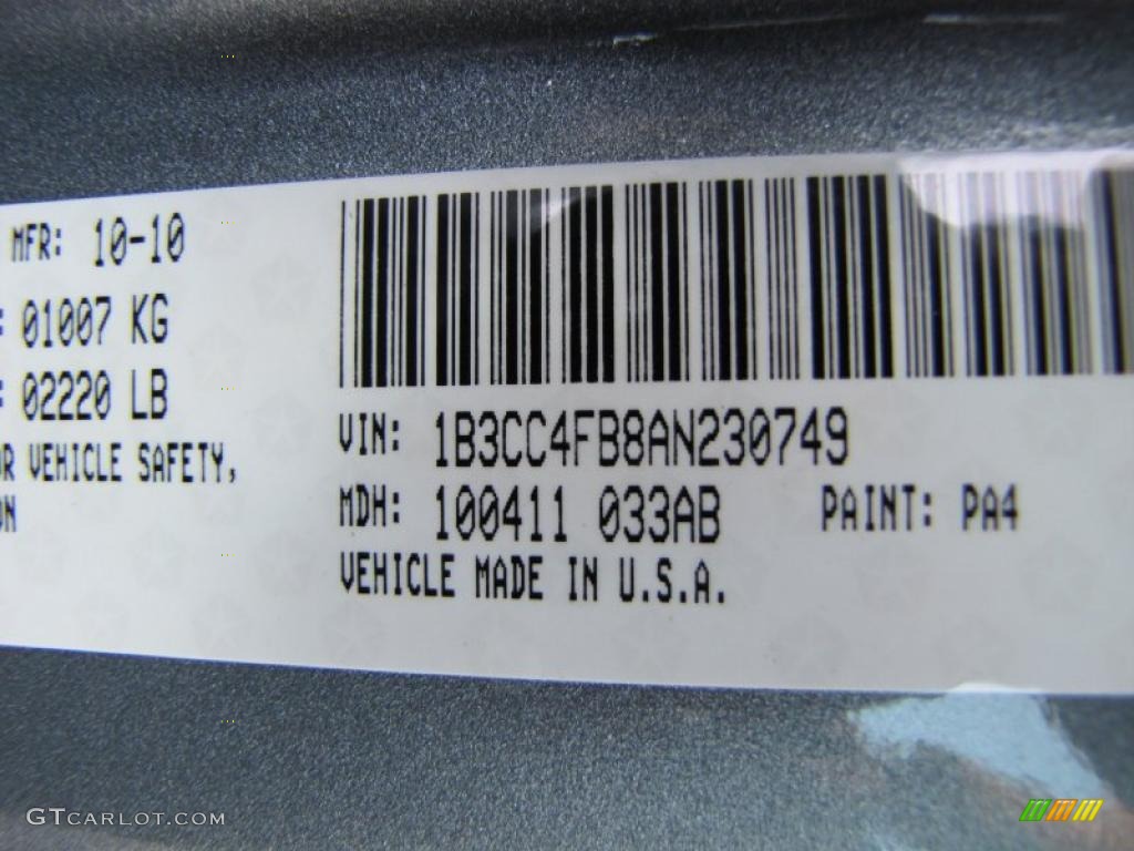 2010 Avenger Color Code PA4 for Silver Steel Metallic Photo #39112841