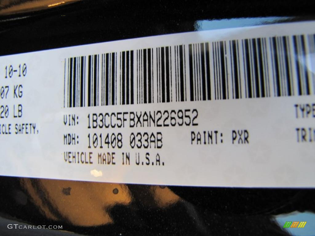 2010 Avenger Color Code PXR for Brilliant Black Crystal Pearl Photo #39113581