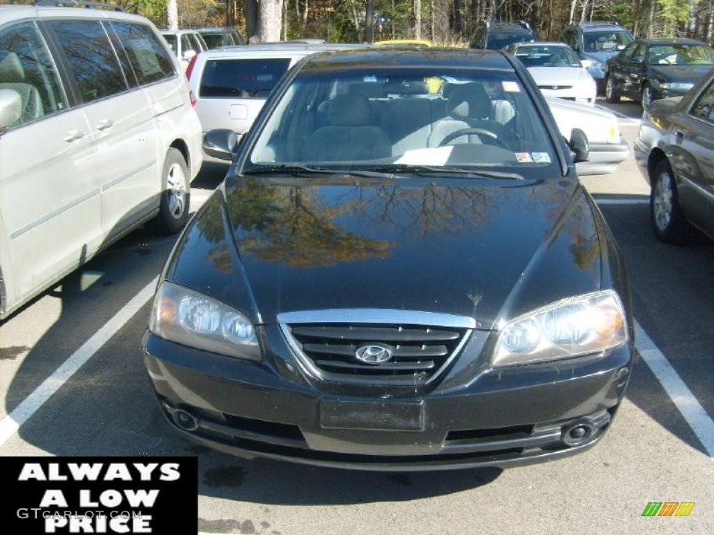 2004 Elantra GLS Sedan - Black Obsidian / Gray photo #2