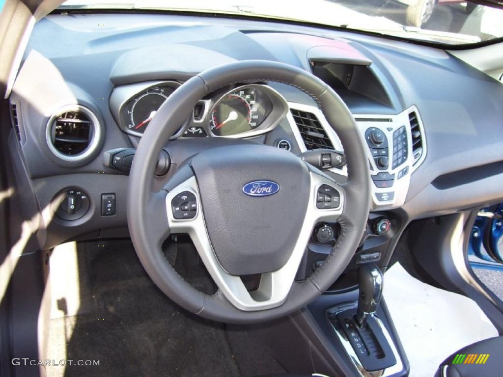 2011 Ford Fiesta SEL Sedan Charcoal Black Leather Dashboard Photo #39129267