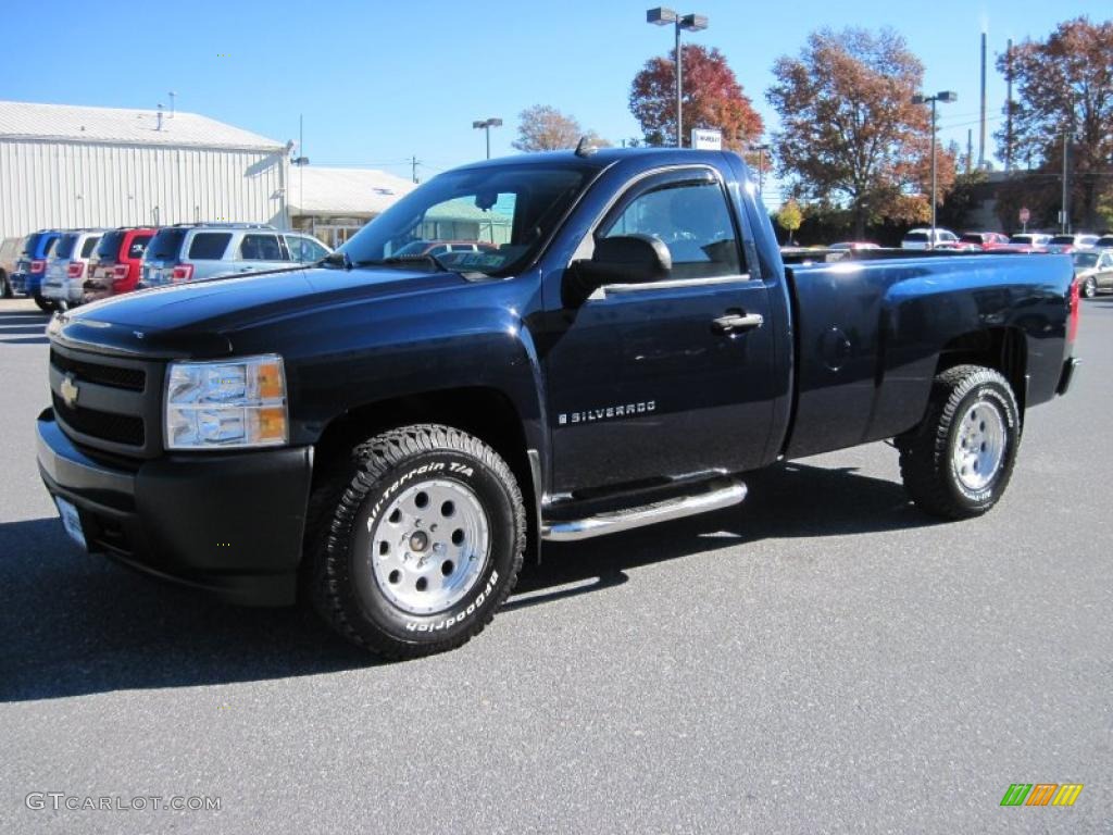 Dark Blue Metallic 2007 Chevrolet Silverado 1500 Work Truck Regular Cab 4x4 Exterior Photo #39130847