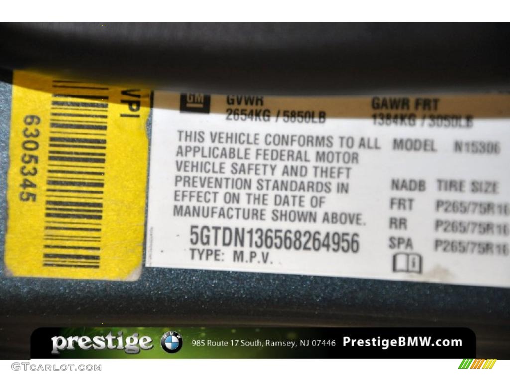2006 Hummer H3 Standard H3 Model Info Tag Photo #39131439