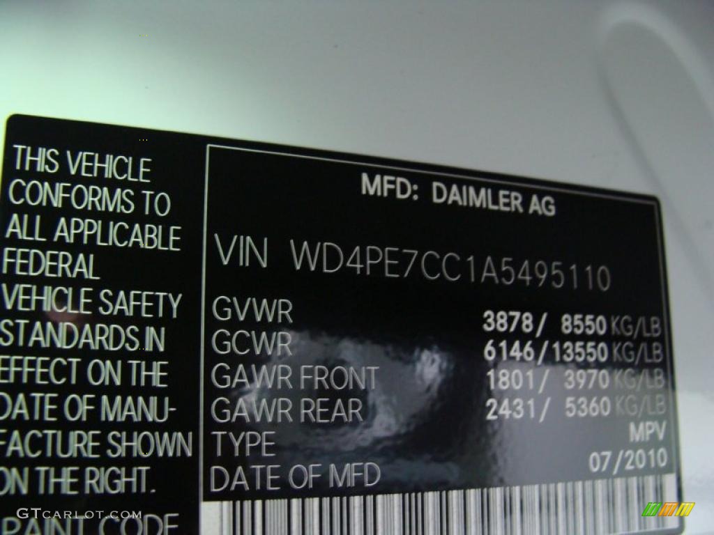 2010 Mercedes-Benz Sprinter 2500 Cargo Van Info Tag Photos