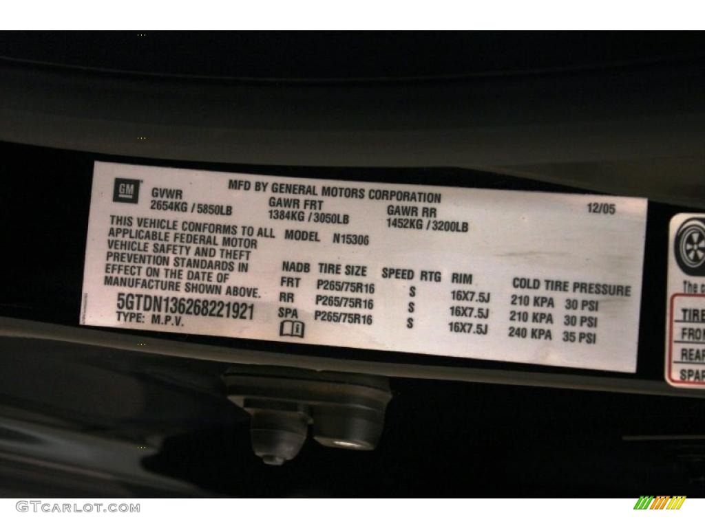 2006 Hummer H3 Standard H3 Model Info Tag Photo #39131919
