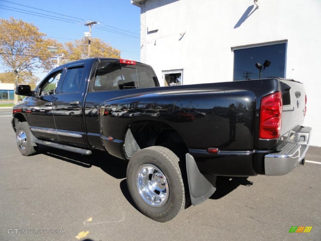 Brilliant Black Crystal Pearl 2007 Dodge Ram 3500 Laramie Quad Cab 4x4 Dually Exterior Photo #39133683