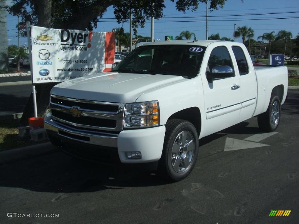 2011 Silverado 1500 LT Extended Cab - Summit White / Light Cashmere/Ebony photo #7