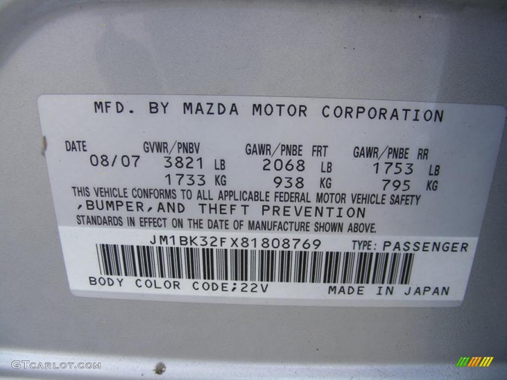 2008 Mazda MAZDA3 i Touring Sedan Info Tag Photo #39137558