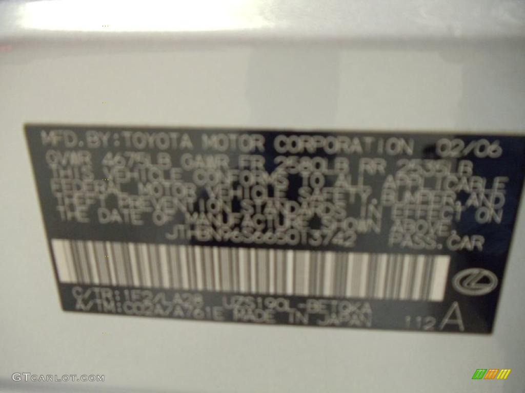 2006 GS Color Code 1F2 for Mercury Silver Metallic Photo #39146494