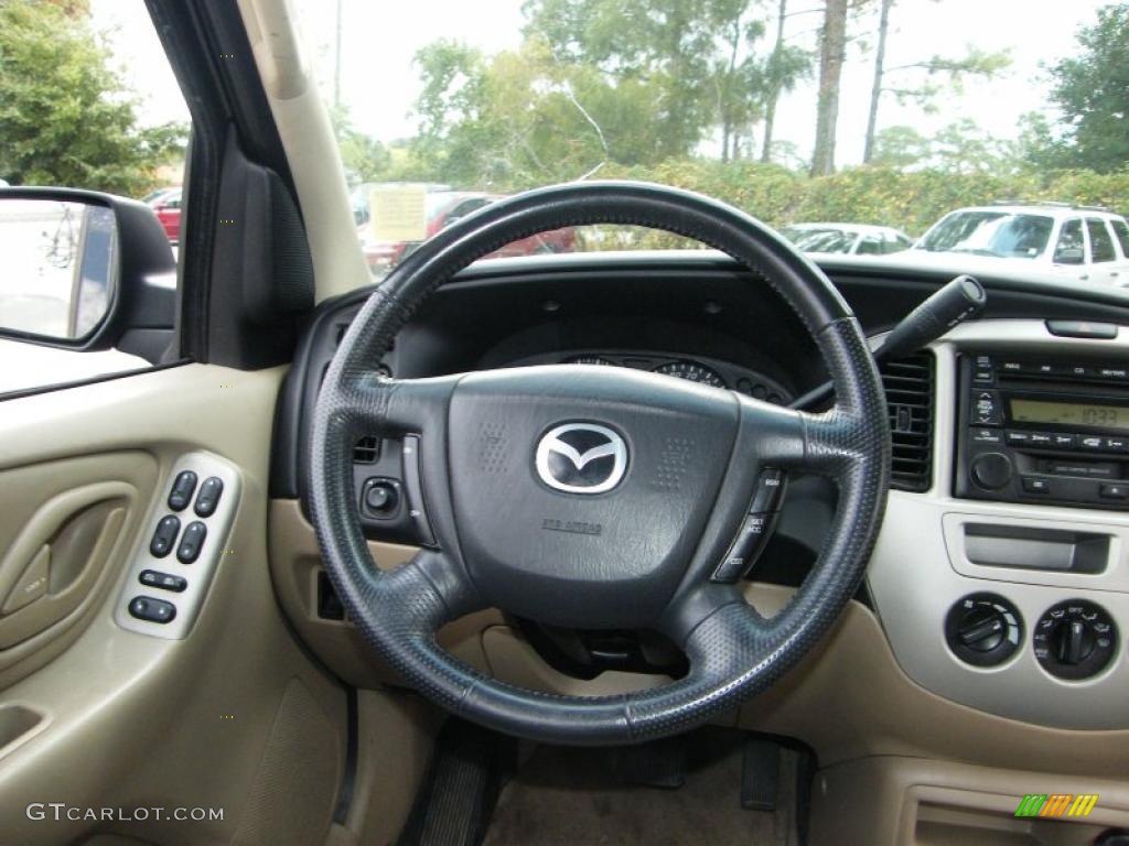2003 Mazda Tribute ES-V6 Medium Pebble Beige Steering Wheel Photo #39147330