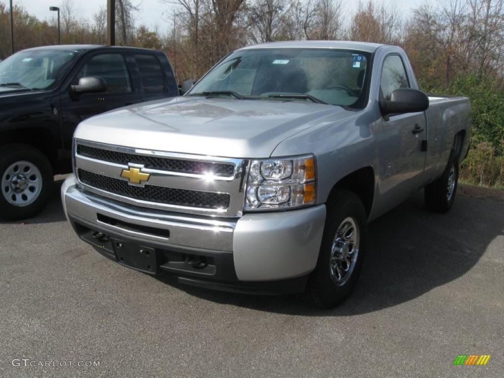 2011 Silverado 1500 LS Regular Cab 4x4 - Sheer Silver Metallic / Dark Titanium photo #1