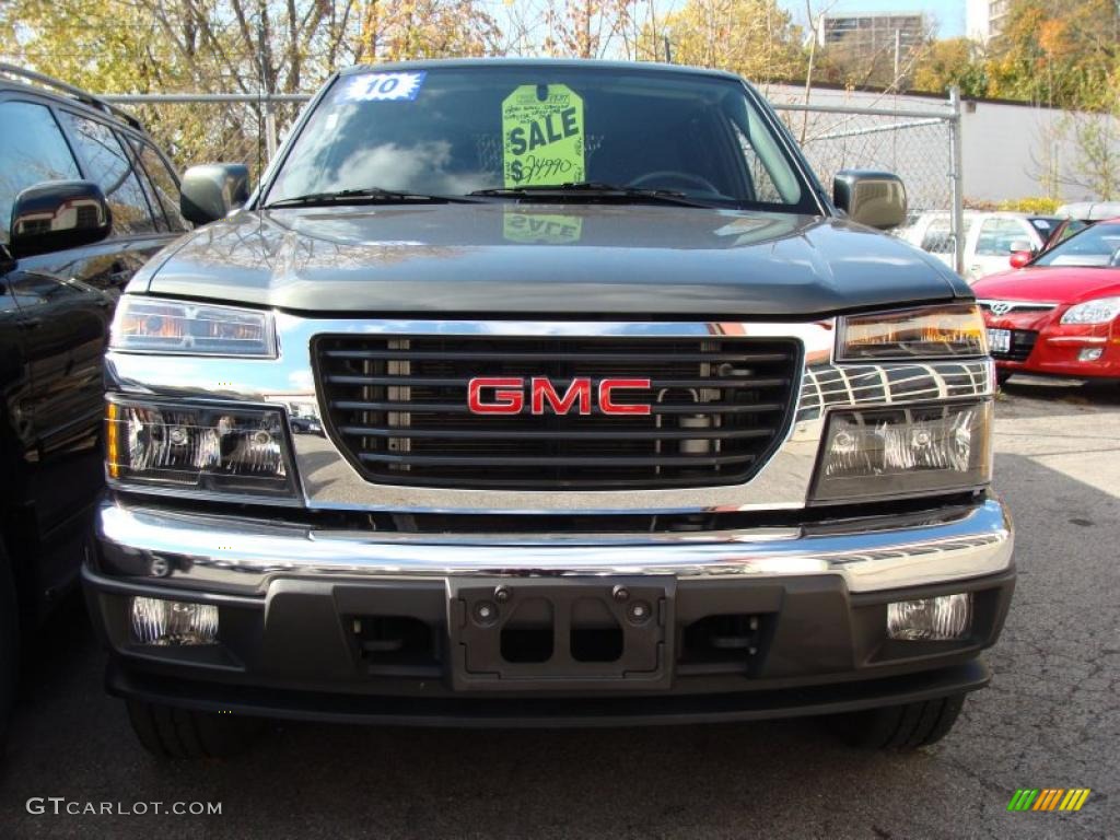 2010 Canyon SLE Crew Cab 4x4 - Gray Green Metallic / Ebony photo #2