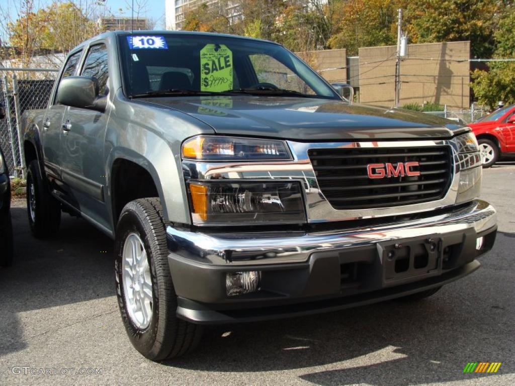 2010 Canyon SLE Crew Cab 4x4 - Gray Green Metallic / Ebony photo #3
