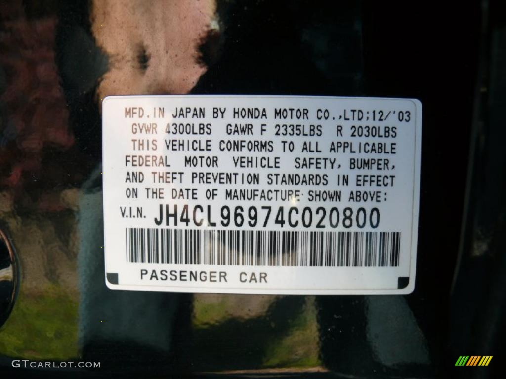 2004 Acura TSX Sedan Info Tag Photo #39163454