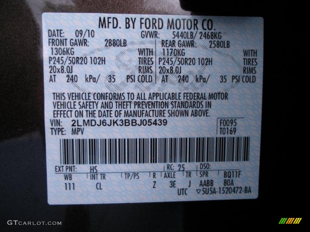 2011 MKX Color Code HS for Earth Metallic Photo #39165174