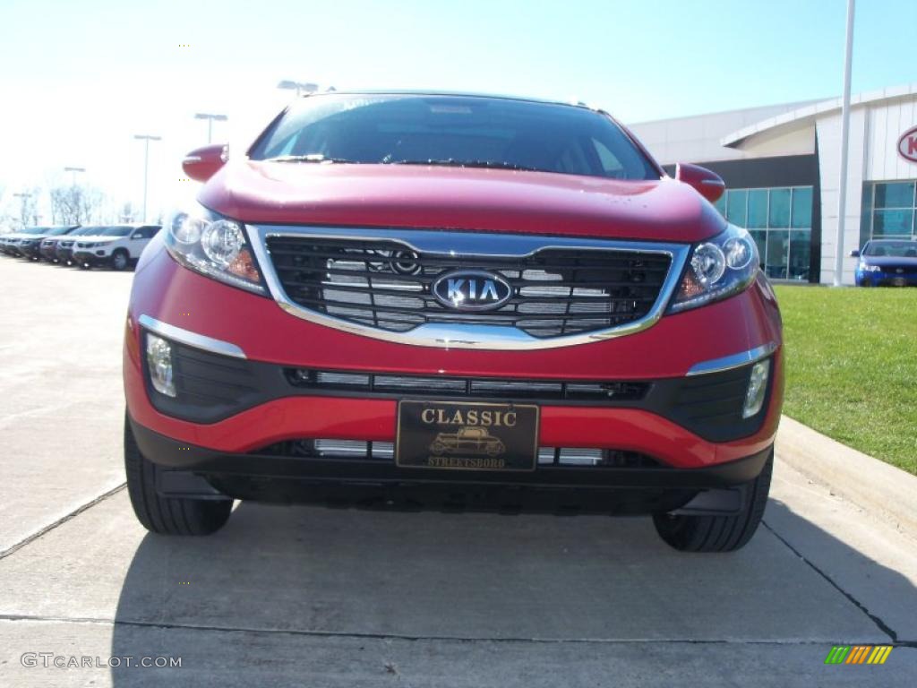 2011 Sportage EX - Signal Red / Black photo #2