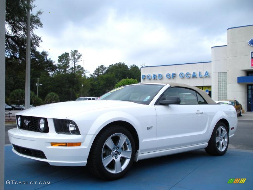2007 Mustang GT Premium Convertible - Performance White / Medium Parchment photo #1