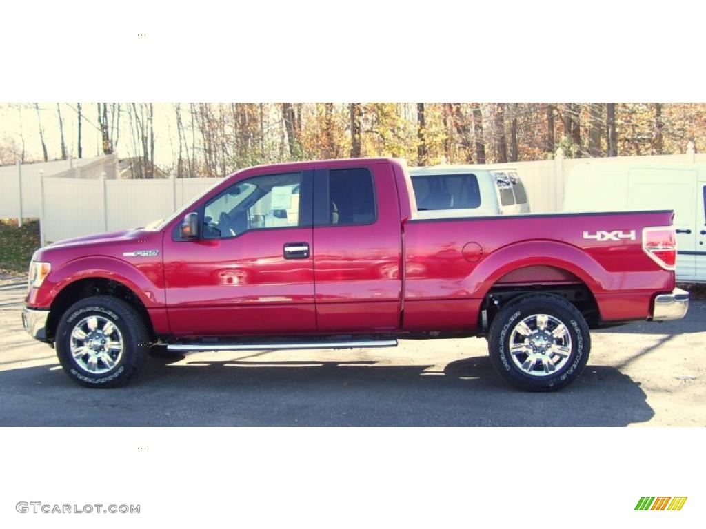 2010 F150 XLT SuperCab 4x4 - Red Candy Metallic / Medium Stone photo #4