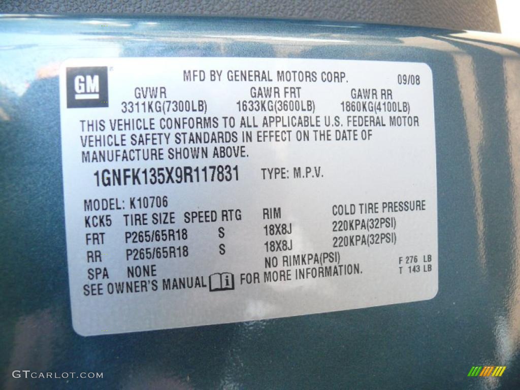 2009 Chevrolet Tahoe Hybrid 4x4 Info Tag Photo #39173318