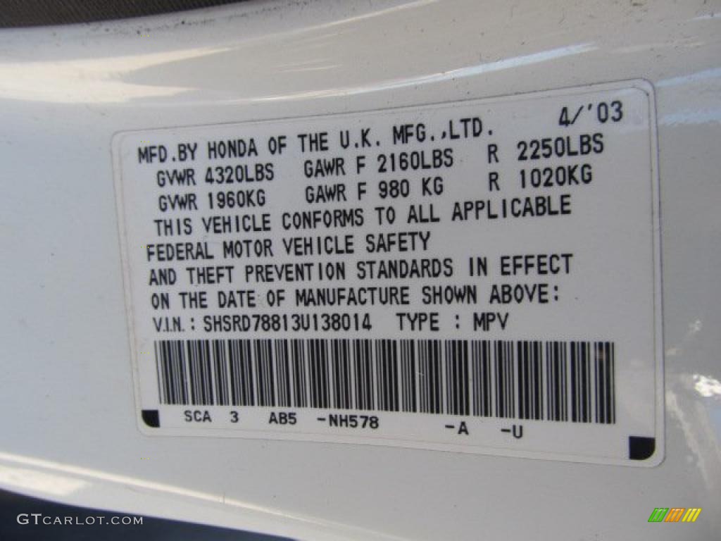 2003 CR-V EX 4WD - Taffeta White / Black photo #19