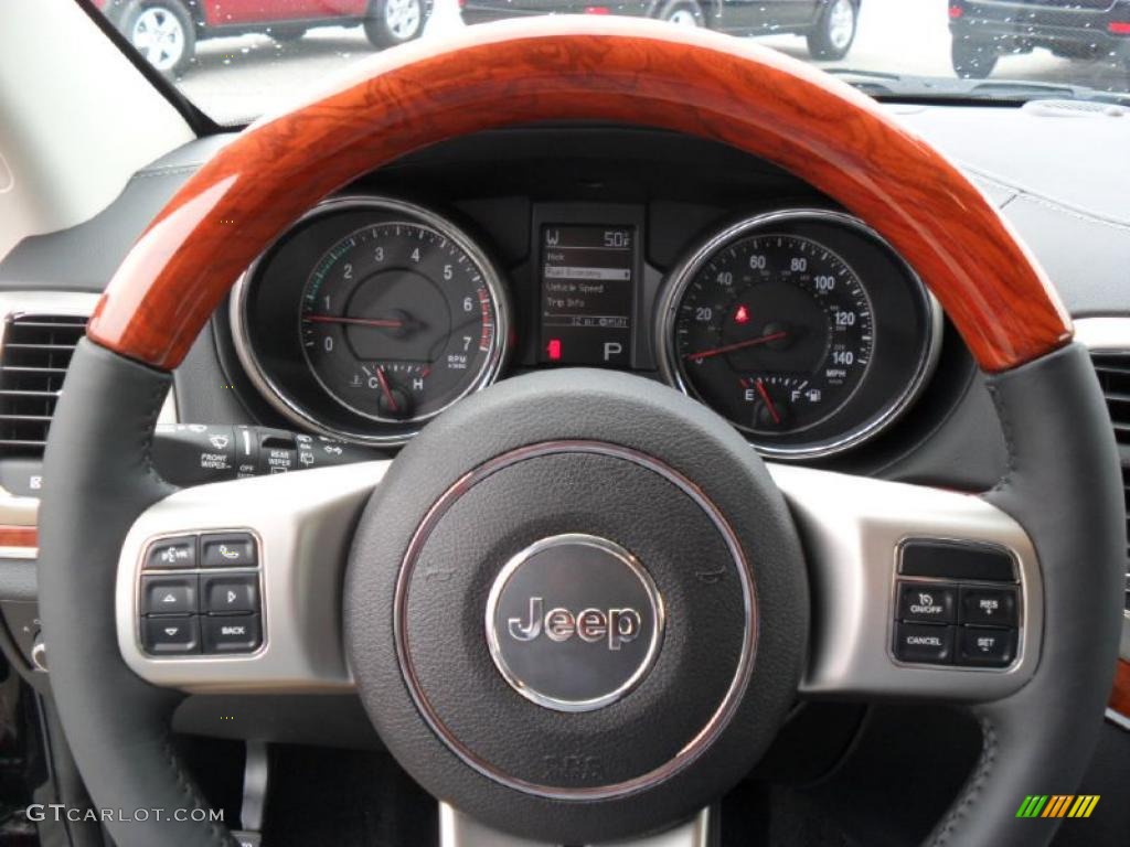 2011 Jeep Grand Cherokee Overland 4x4 Black Steering Wheel Photo #39181783