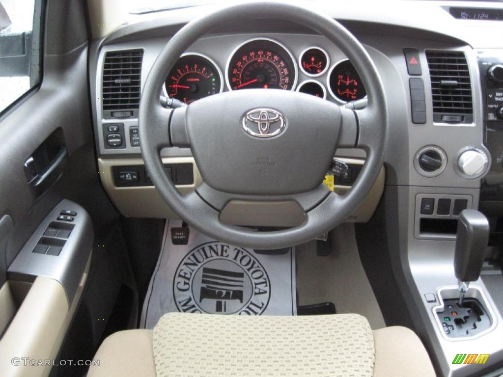 2011 Toyota Tundra Double Cab 4x4 Sand Beige Steering Wheel Photo #39182247
