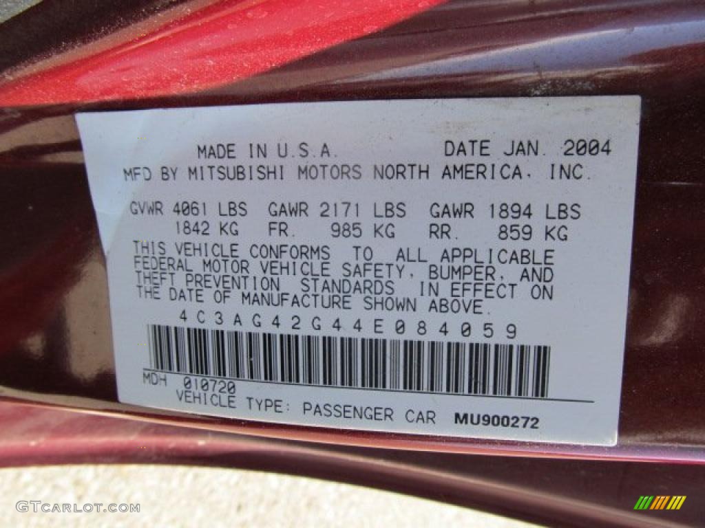 2004 Chrysler Sebring Coupe Info Tag Photos
