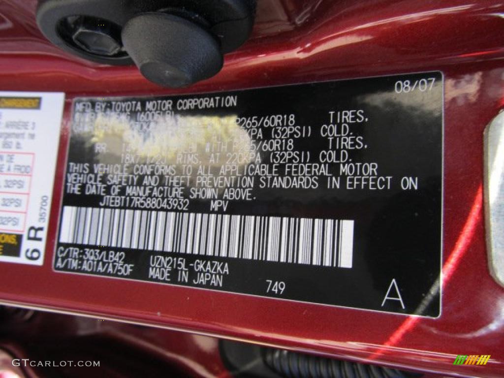 2008 4Runner Color Code 3Q3 for Salsa Red Pearl Photo #39187735