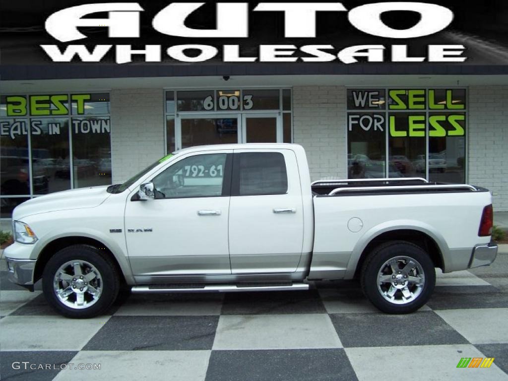 2009 Ram 1500 Laramie Quad Cab 4x4 - Stone White / Light Pebble Beige/Bark Brown photo #1