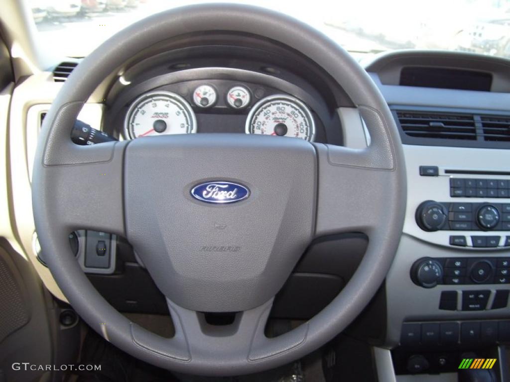 2011 Ford Focus S Sedan Medium Stone Steering Wheel Photo #39198031
