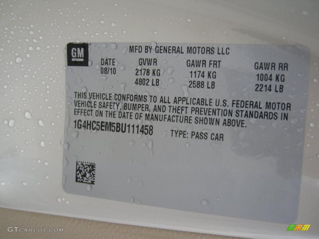 2011 Buick Lucerne CXL Info Tag Photo #39201675